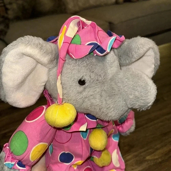 “NEW LOOKS” VTG VHTF Item980129 15” Stuff Animal Toy Elephant Circus Pink/Yellow - Picture 2 of 12